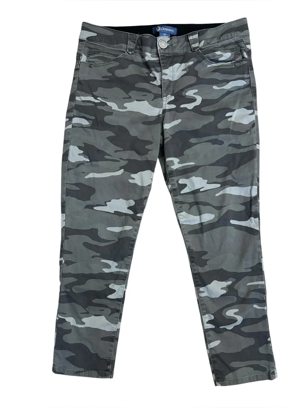 Democracy Ab Solution Green Gray Camo High Rise Ankle Jeans‎ Size 14